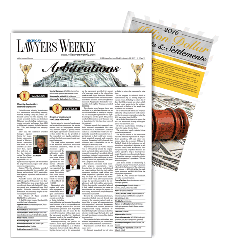 lawyers weekly million dollar settlements magazine cover